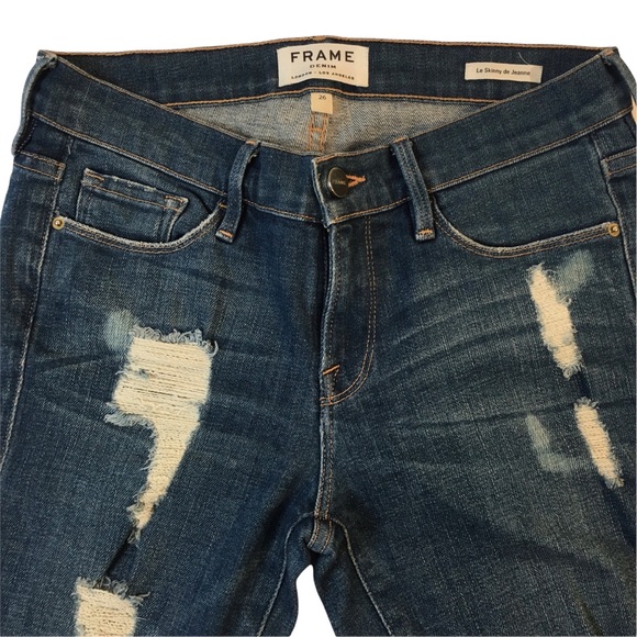 Frame Denim Jeans Le Skinny De Jeanne Size 26 Distressed Stretch Skinny - Picture 7 of 15